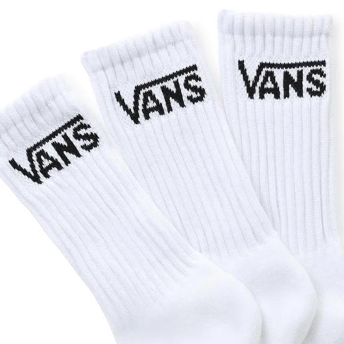 Vans View All Kids Classic Crew Socks US 10135 3 Pairs White
