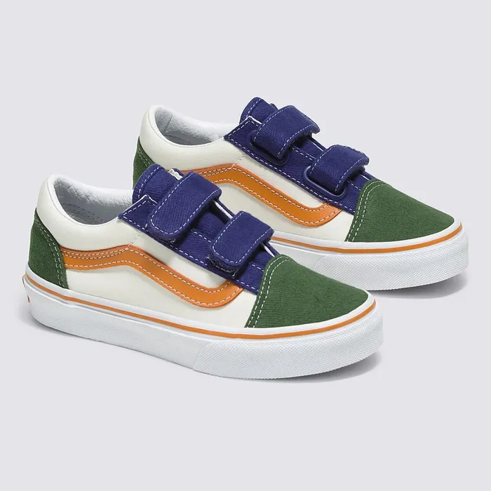 Vans View All Kids Twill Block Old Skool Hook And Loop Shoes 48 Years Multicolour