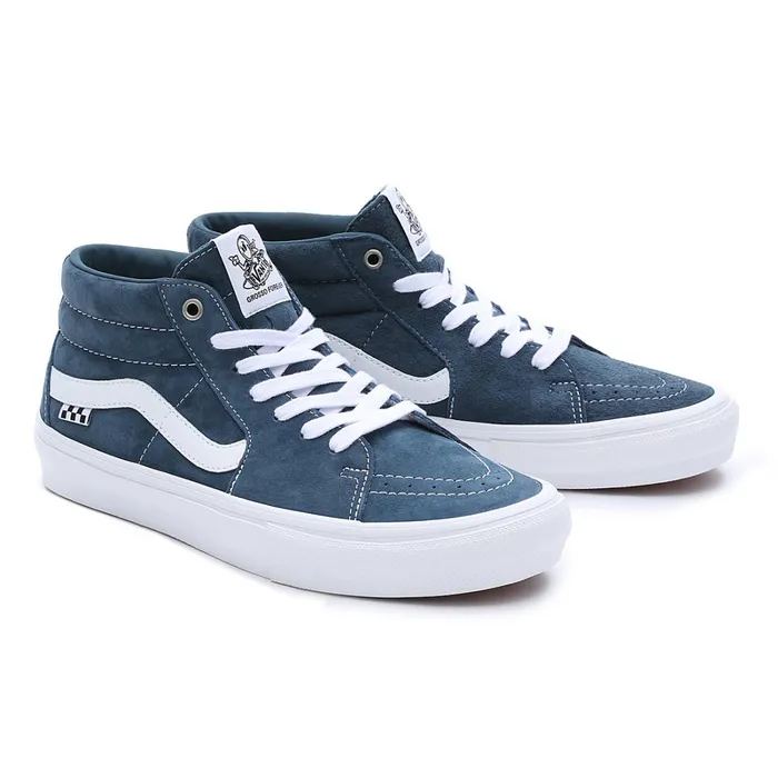 Vans View All Men Pig Suede Skate Grosso Mid Shoes Blue