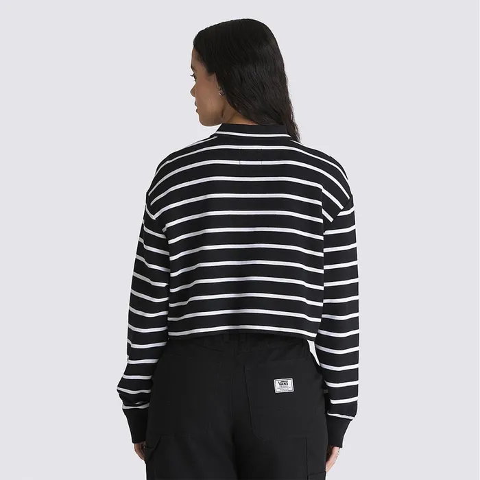 Vans View All Women Disney X Bad Apple Long Sleeve Crop Rugby Polo Shirt Black