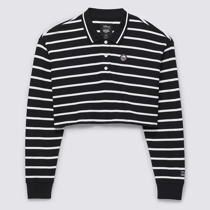 Vans View All Women Disney X Bad Apple Long Sleeve Crop Rugby Polo Shirt Black