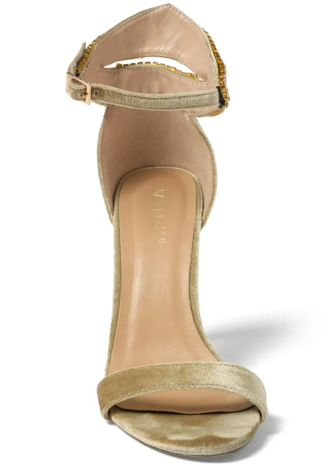 VELVET EMBELLISHED HEELS Nude Women VENUS Heels