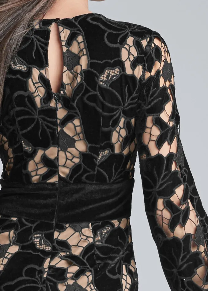 VELVET LACE DRESS Black Women VENUS Short Dresses