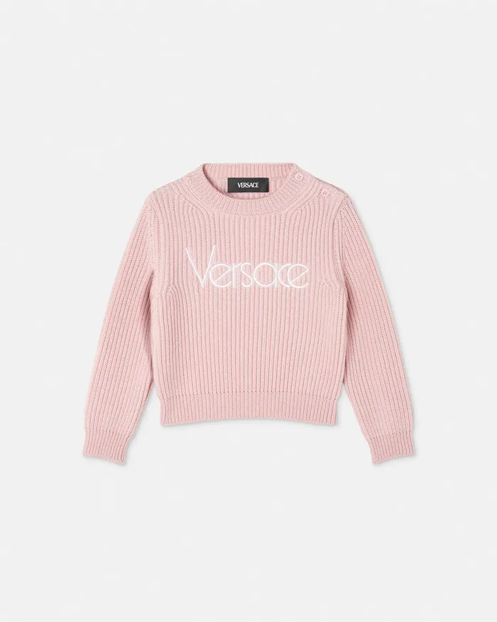 Versace 1978 ReEdition Logo Baby Sweater Light Pink Kids Knitwear and Sweatshirts Versace 1978 ReEdition Logo Baby Sweater Light Pink Kids Knitwear and Sweatshirts
