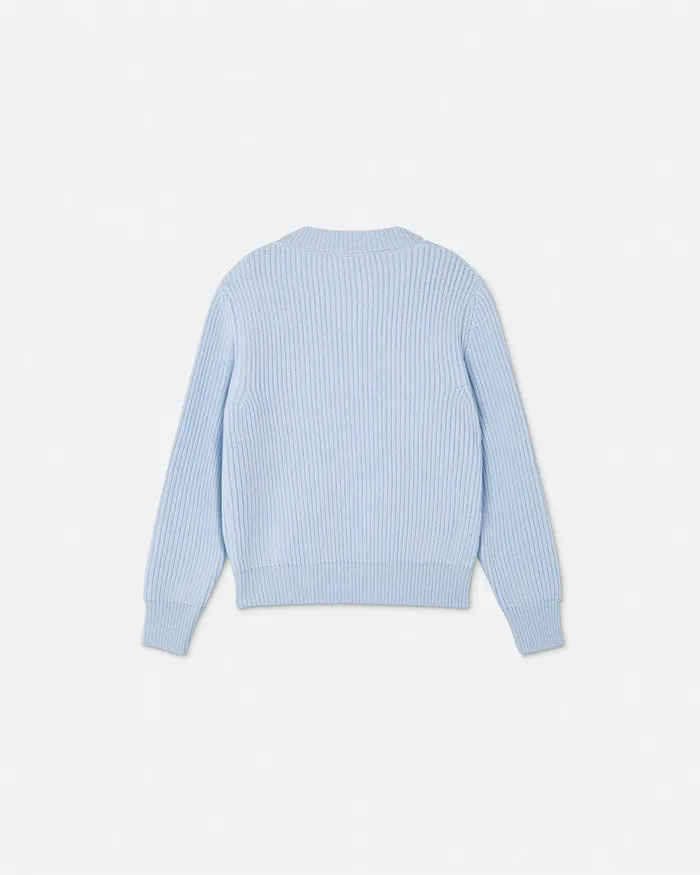 Versace 1978 ReEdition Logo Sweater Light Blue Kids Knitwear and Sweatshirts