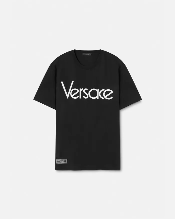 Versace 1978 ReEdition Logo TShirt Black Men TShirts and Polos