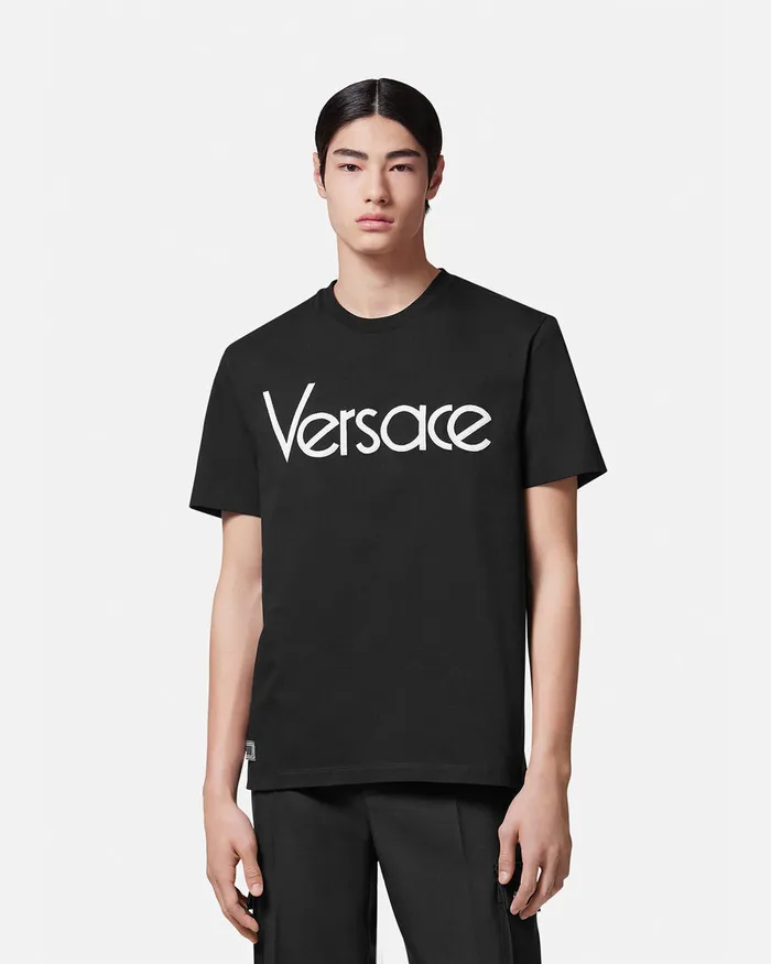 Versace 1978 ReEdition Logo TShirt Black Men TShirts and Polos
