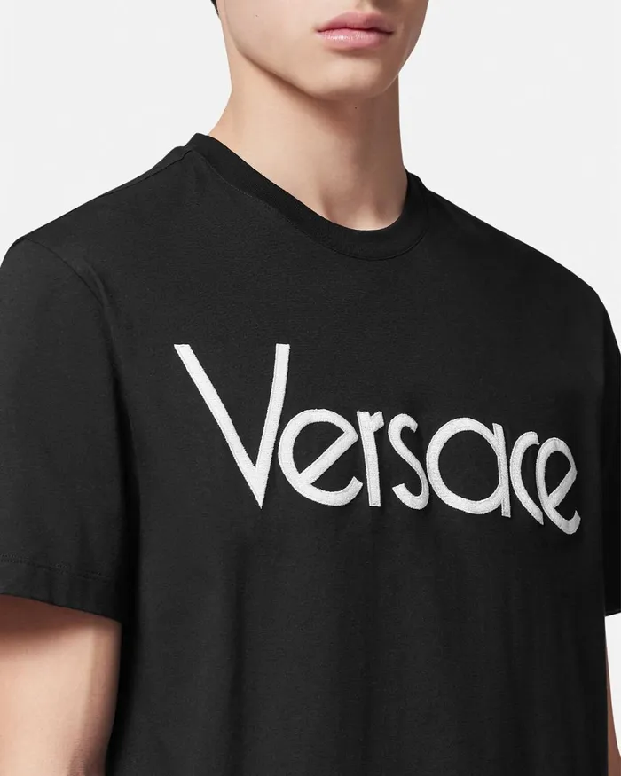 Versace 1978 ReEdition Logo TShirt Black Men TShirts and Polos