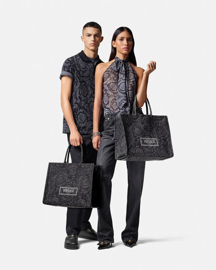 Versace Barocco Athena Large Tote Bag Blackprint MenWomen Athena