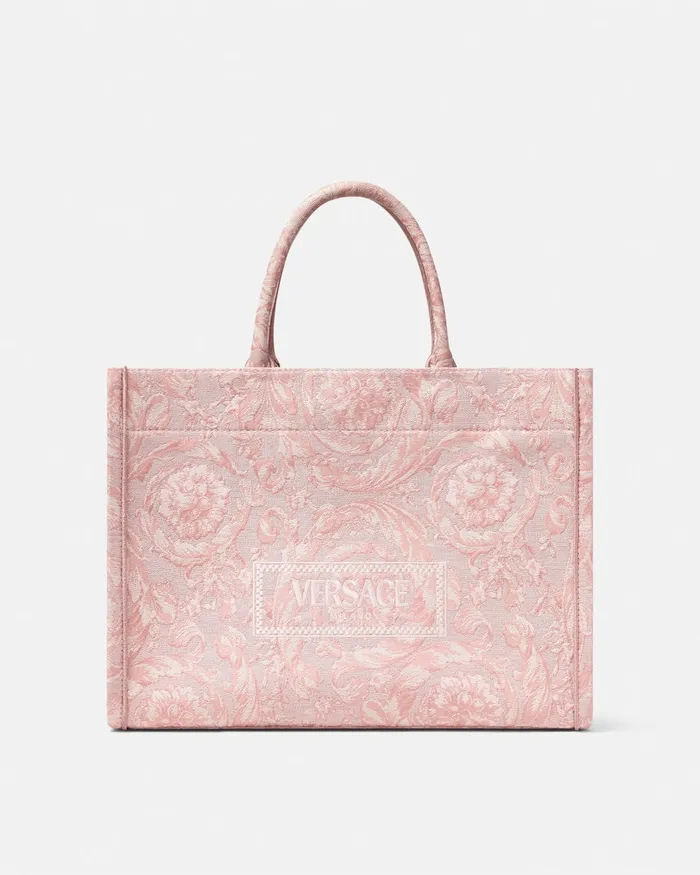 Versace Barocco Athena Medium Tote Bag Pinkprint Women Totes