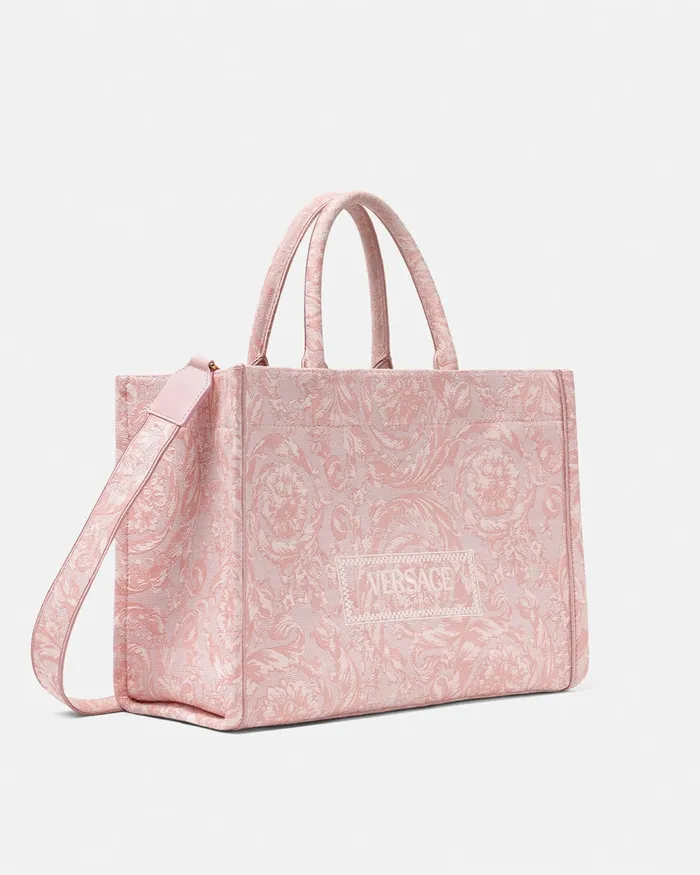 Versace Barocco Athena Medium Tote Bag Pinkprint Women Totes