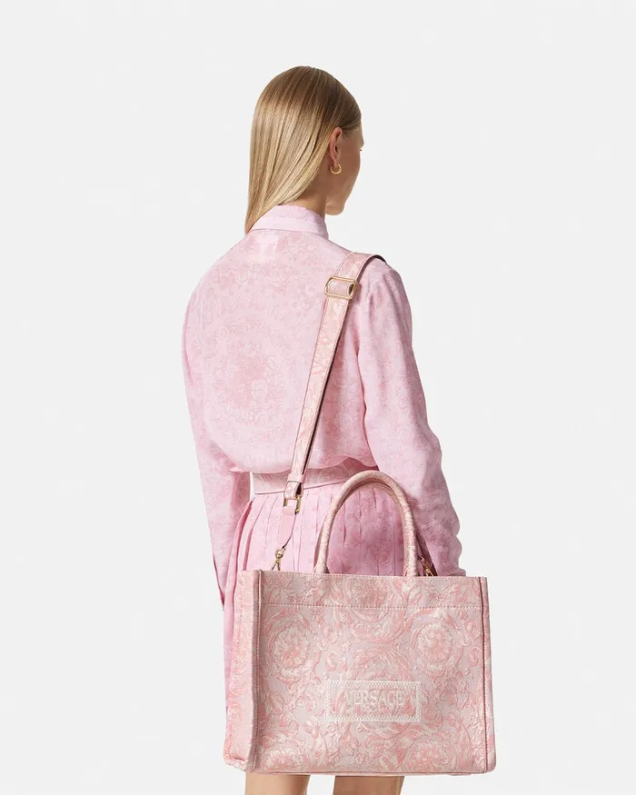 Versace Barocco Athena Medium Tote Bag Pinkprint Women Totes