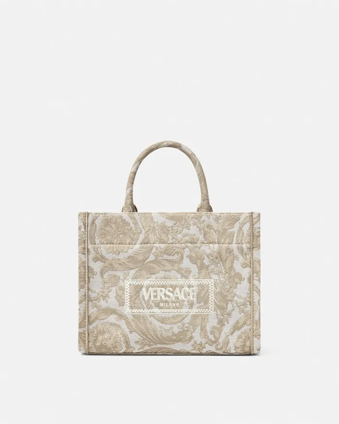 Versace Barocco Athena Small Tote Bag Beigeprint Women Totes