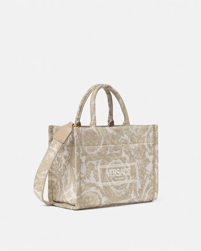 Versace Barocco Athena Small Tote Bag Beigeprint Women Totes