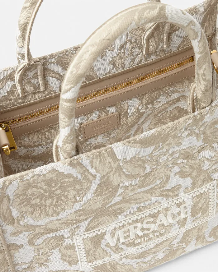 Versace Barocco Athena Small Tote Bag Beigeprint Women Totes