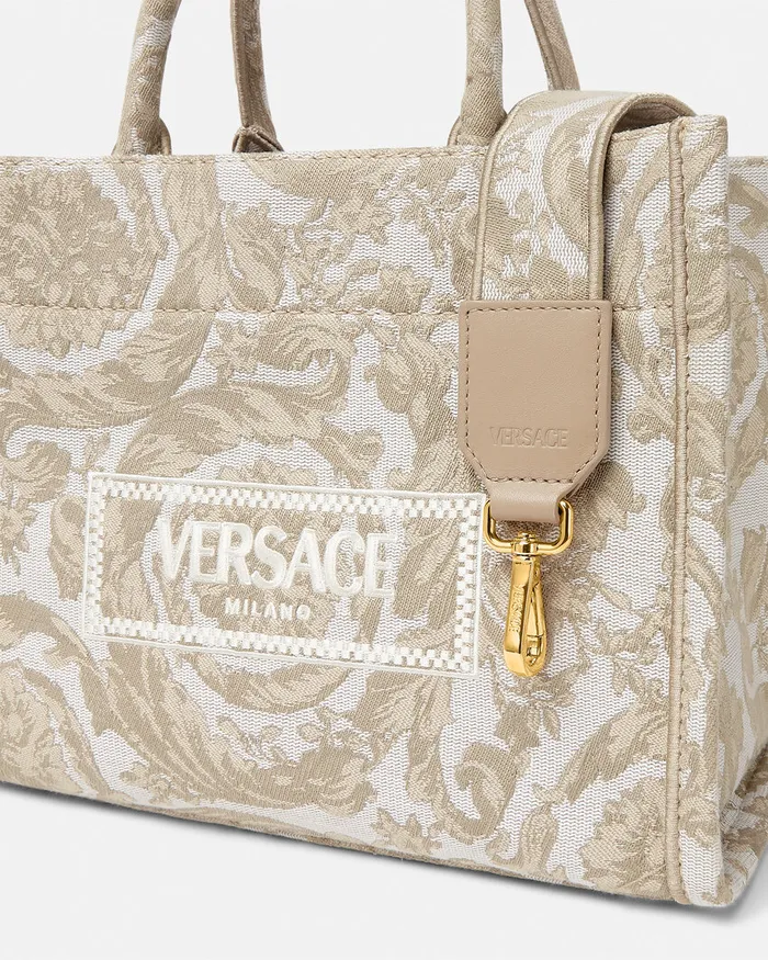 Versace Barocco Athena Small Tote Bag Beigeprint Women Totes