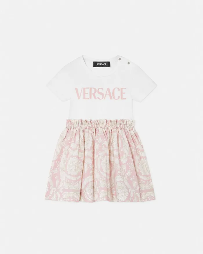 Versace Barocco Baby TShirt Dress Light Pink Kids Dresses