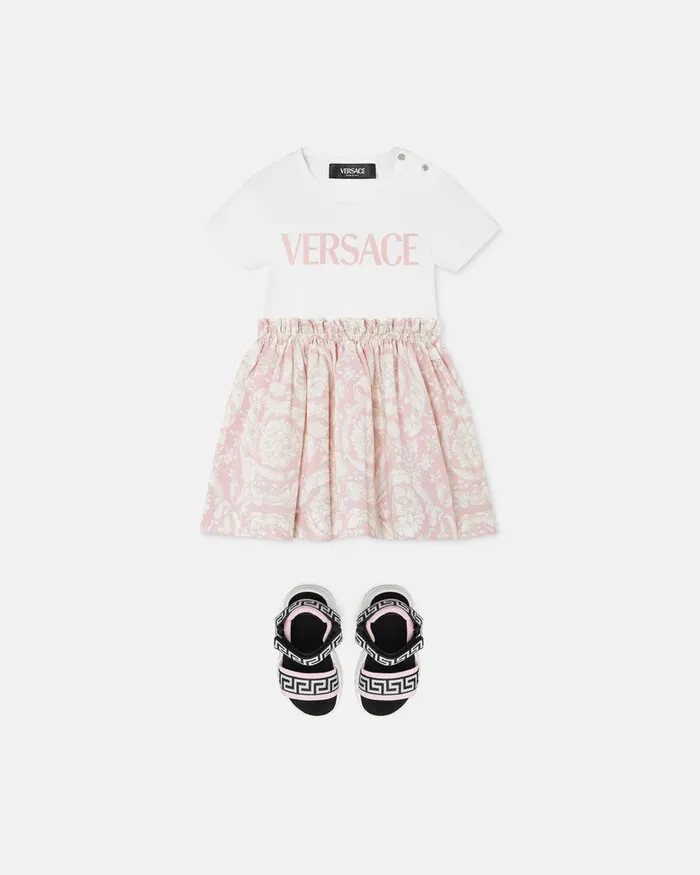 Versace Barocco Baby TShirt Dress Light Pink Kids Dresses