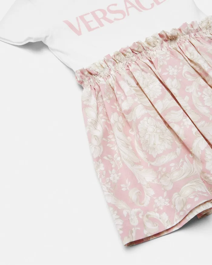 Versace Barocco Baby TShirt Dress Light Pink Kids Dresses