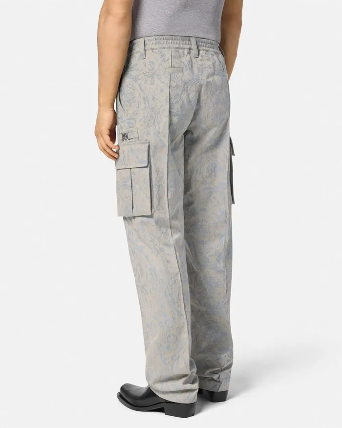 Versace Barocco Jacquard Cargo Pants Gray Men Pants and Shorts