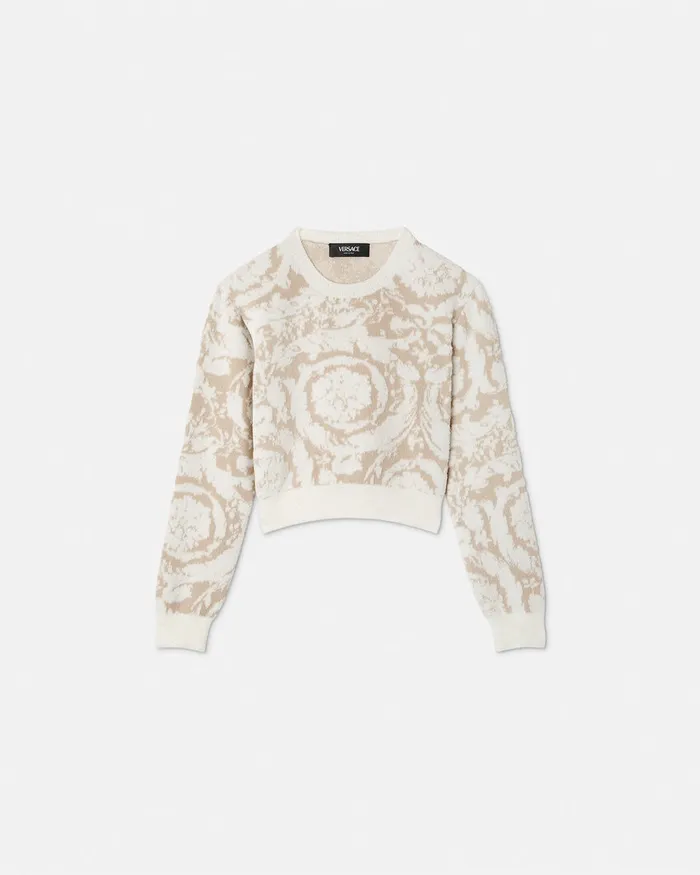 Versace Barocco Jacquard Chenille Sweater Beige Kids Knitwear and Sweatshirts Versace Barocco Jacquard Chenille Sweater Beige Kids Knitwear and Sweatshirts