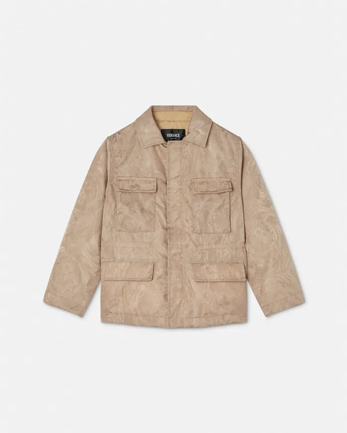 Versace Barocco Jacquard Jacket Beige Kids Outerwear and Jackets