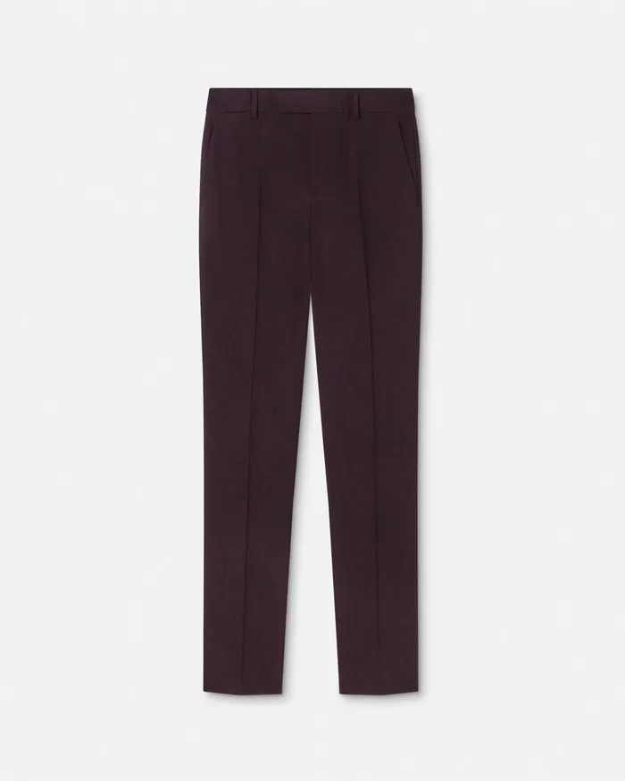 Versace Barocco Jacquard Wool Formal Pants Brown Men Blazers and Suits