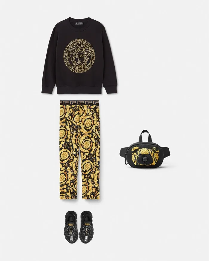 Versace Barocco Leggings Blackprint Kids Pants and Skirts