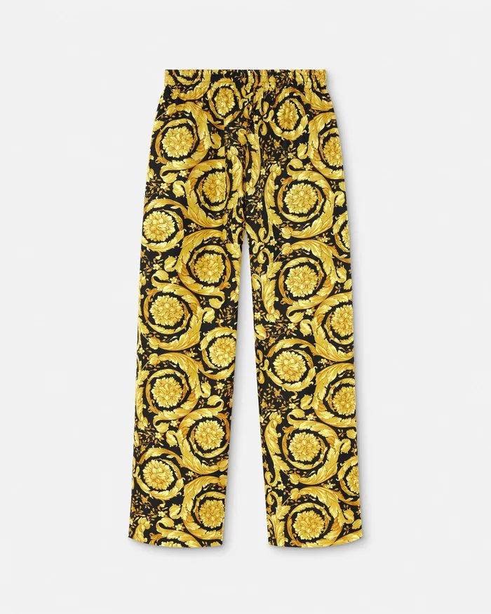 Versace Barocco Print Silk Pyjama Bottoms Blackprint Women Loungewear and Pajamas