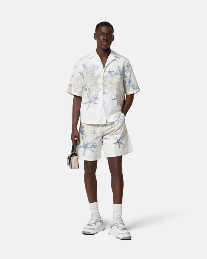Versace Barocco Sea Cotton Shorts Whiteprint Men Pants and Shorts