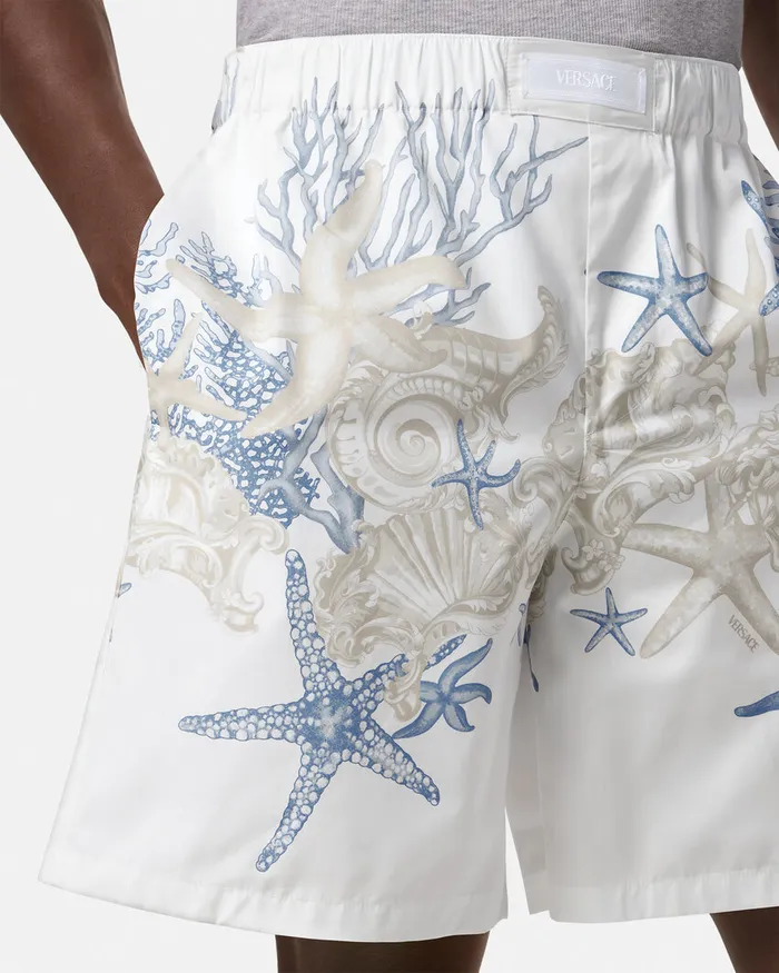 Versace Barocco Sea Cotton Shorts Whiteprint Men Pants and Shorts
