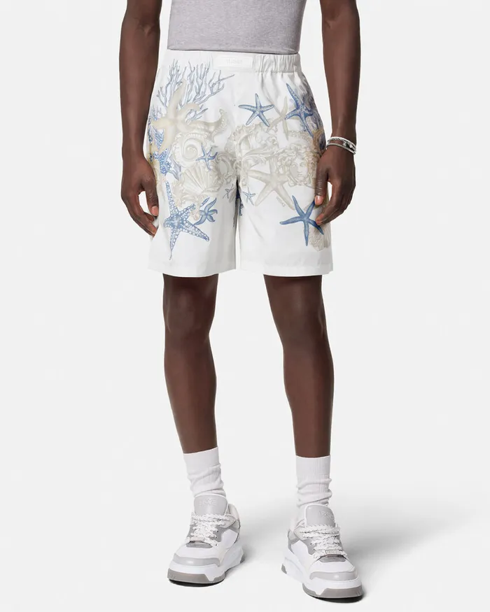 Versace Barocco Sea Cotton Shorts Whiteprint Men Pants and Shorts