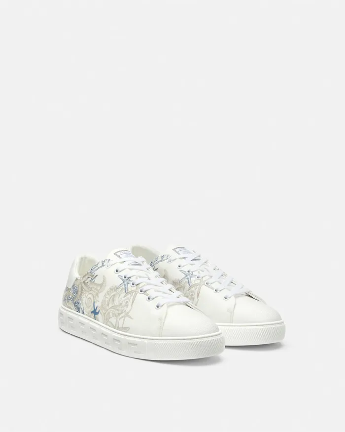 Versace Barocco Sea Greca Sneakers White Men Greca