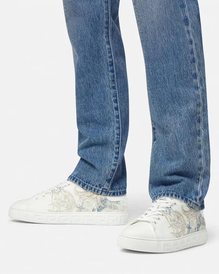Versace Barocco Sea Greca Sneakers White Men Greca
