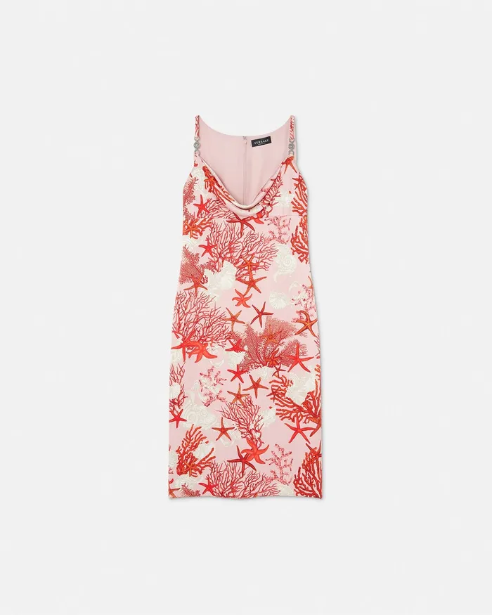 Versace Barocco Sea Silk Slip Mini Dress Pinkprint Women Dresses