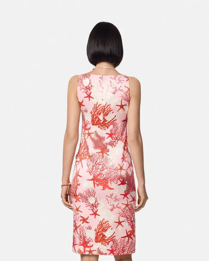 Versace Barocco Sea Silk Slip Mini Dress Pinkprint Women Dresses