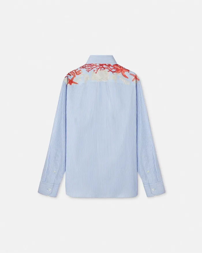 Versace Barocco Sea Striped Shirt Blueprint Men Shirts