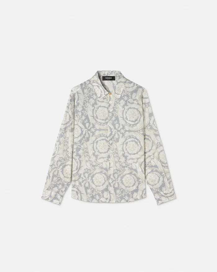 Versace Barocco Shirt Gray Kids Shirts