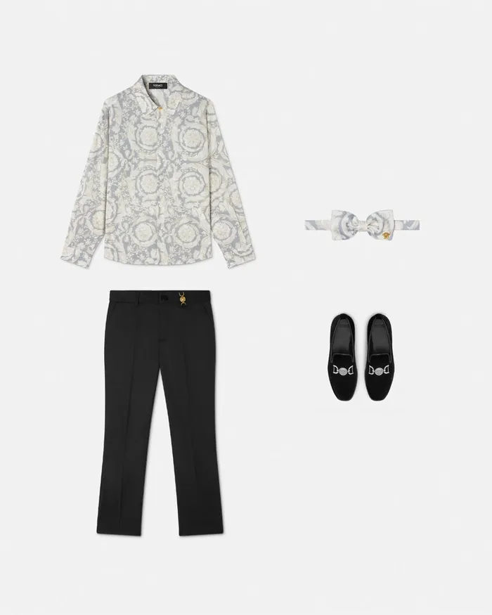 Versace Barocco Shirt Gray Kids Shirts