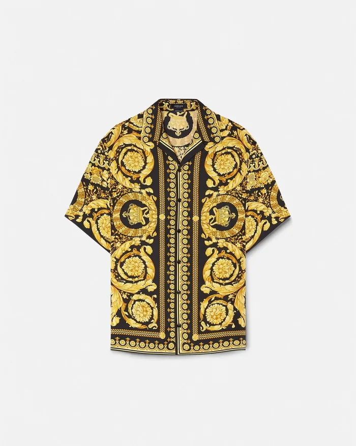 Versace Barocco Silk Shirt Blackprint Men Shirts