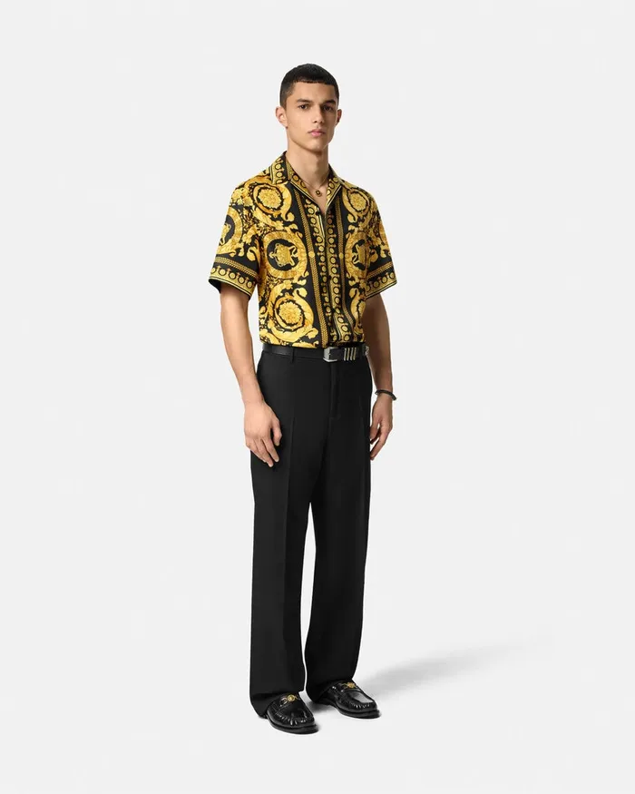 Versace Barocco Silk Shirt Blackprint Men Shirts