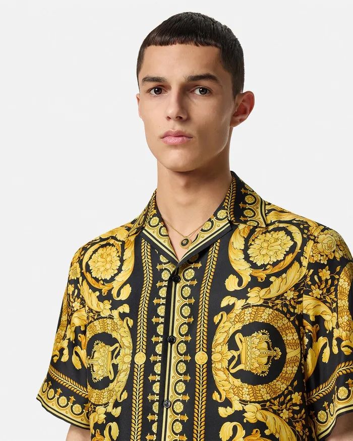 Versace Barocco Silk Shirt Blackprint Men Shirts