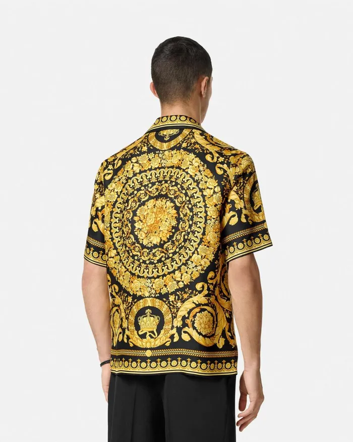 Versace Barocco Silk Shirt Blackprint Men Shirts