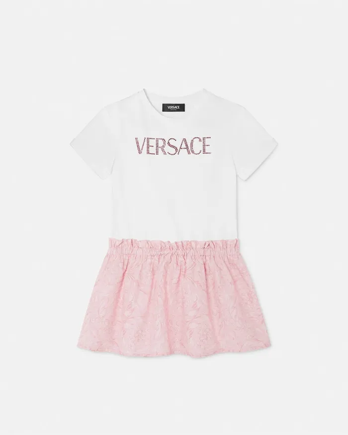 Versace Barocco TShirt Dress Light Pink Kids Dresses