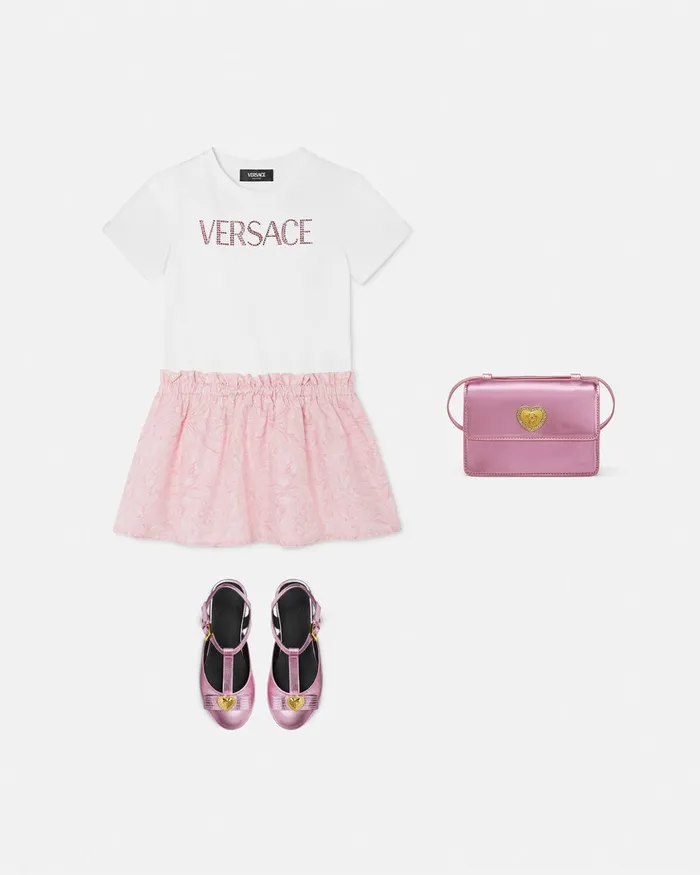 Versace Barocco TShirt Dress Light Pink Kids Dresses