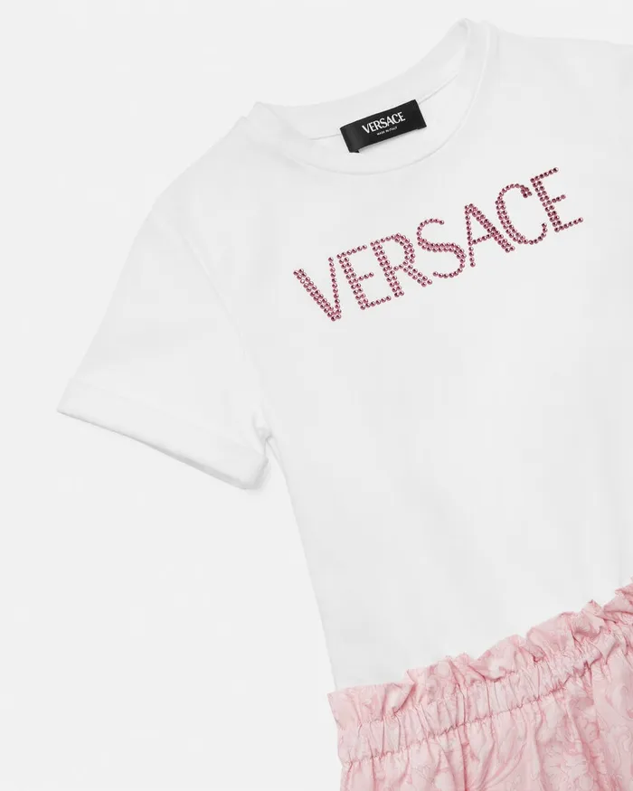 Versace Barocco TShirt Dress Light Pink Kids Dresses