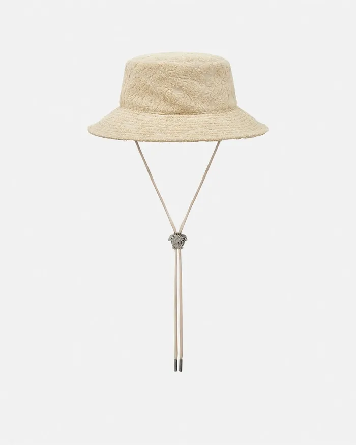 Versace Barocco Towel Bucket Hat Beige WomenMen Hats and Caps