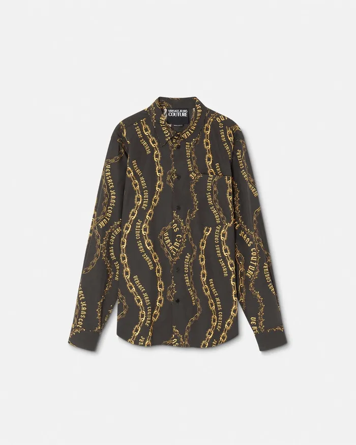 Versace Chain Couture RegularFit Shirt Blackgold Men Jeans Couture