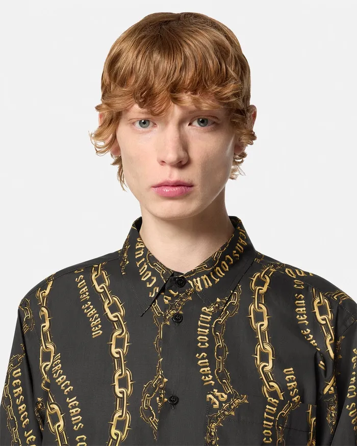 Versace Chain Couture RegularFit Shirt Blackgold Men Jeans Couture