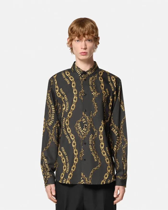 Versace Chain Couture RegularFit Shirt Blackgold Men Jeans Couture
